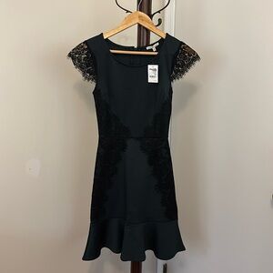 Charlotte Russe dark green fitted lace holiday dress